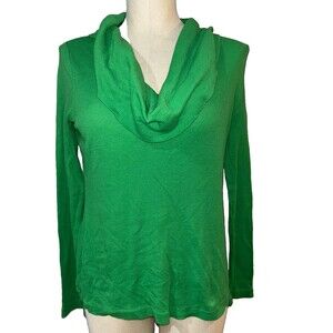 GAP The Octavia Waffle Cowl Neck Knit Top size M Thermal Y2K Green Long Sleeve